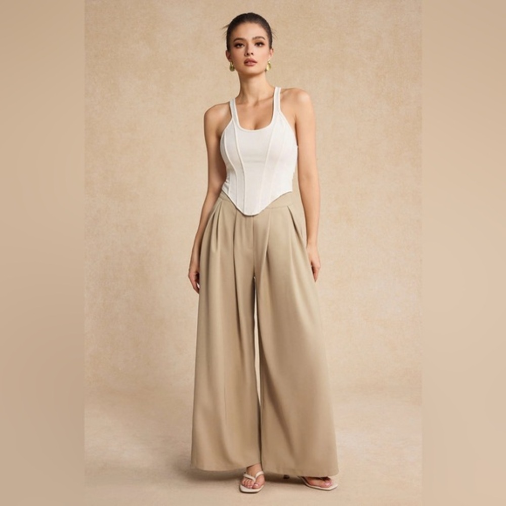 Micas Wide Leg Pleated Trousers size S MA1-24